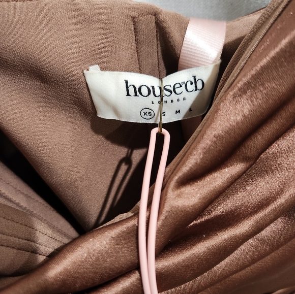 NWT HOUSE OF CB REVA Toffee SATIN BALCONY CORSET DRESS XS - Picture 9 of 10